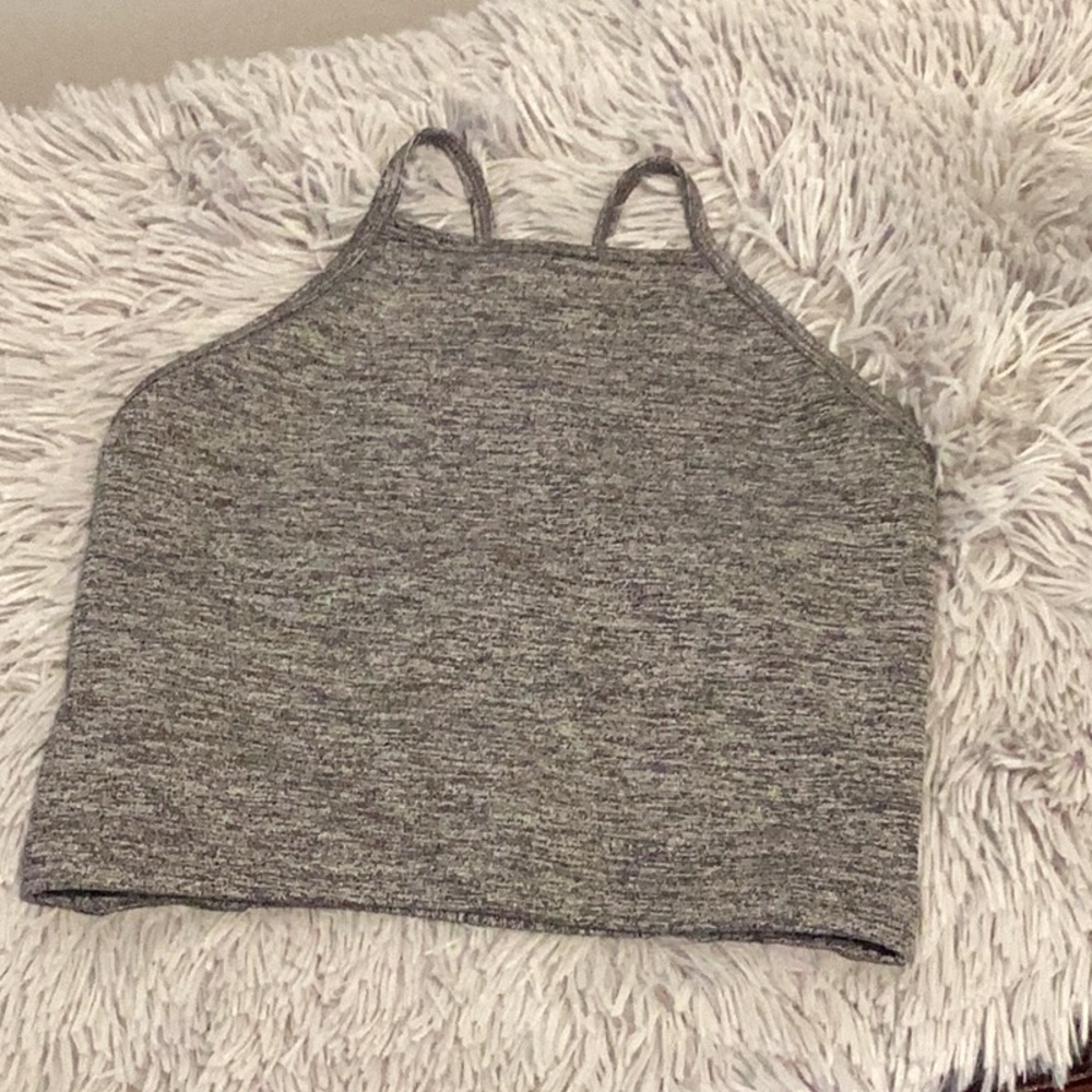 Forever 21 grey “strappy” back sports bra size small
